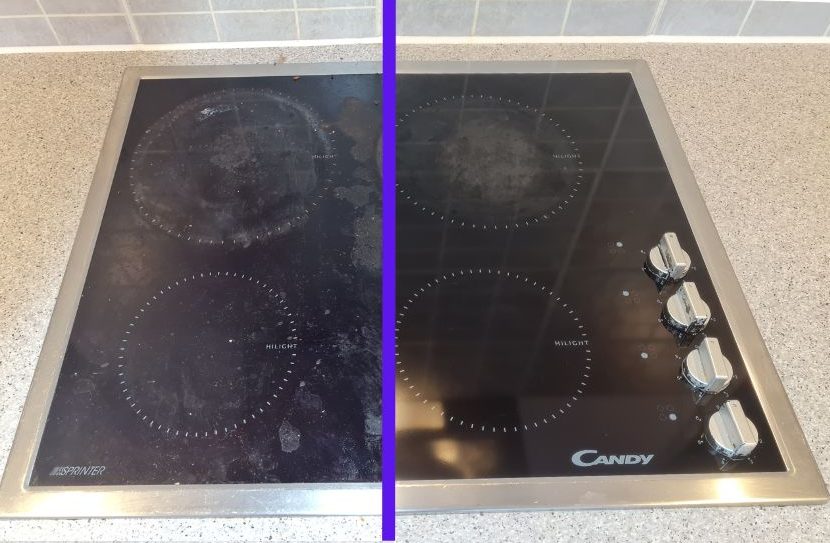 before and after hob cleaning